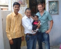 Mr. Dinesh Govindani and Reporter Mr. Salvador from Tele5 Spain (Rojo y Negro) with Jyoti Amge, currently the World´s smallest girl according to the Guinness Book of Records.