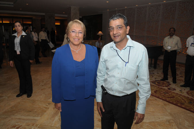 Mr. Dinesh Govindani with Her Excellency Dr. Michelle Bachelet. Honorable President of Chile