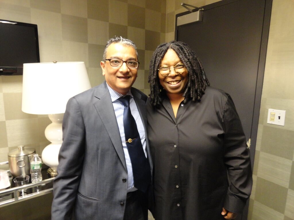 Mr. Dinesh Govindani with Whoopi Goldberg, one of the hosts for The View and former actress