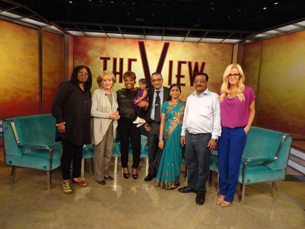 Mr. Dinesh Govindani and the Amge family with hosts of American TV Show The View