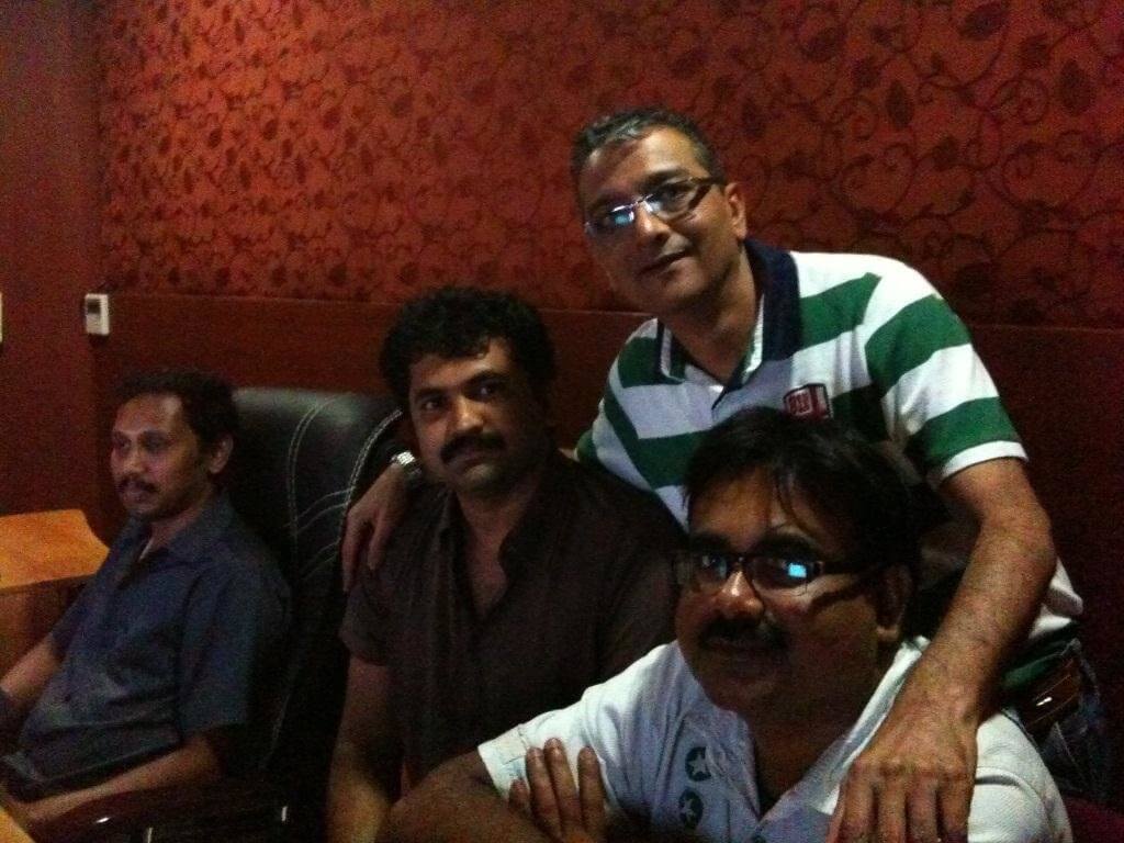 Mr. Govindani with the executive producer-Mr. Naaseem and assistant director-Mr. Raghupayhi of the Malayalam film Spanish Masala in Cochin