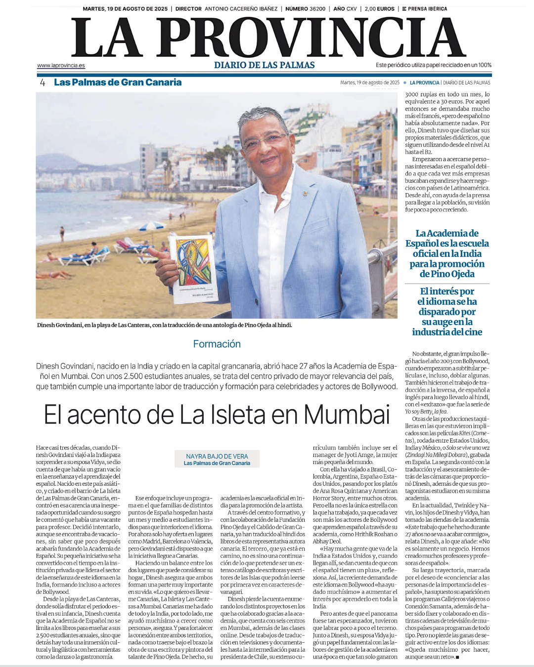 Dinesh Govindani featured in La Provincia
