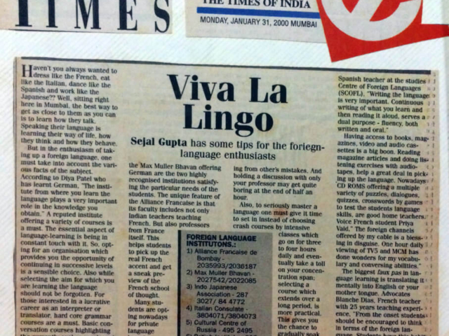 Times of India - Viva La Lingo